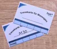 FloWü - Treuekarte Zwei aufeinander liegende Treuekarten für Massagen